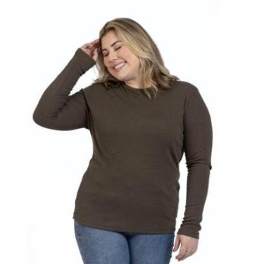Imagem de Blusa Plus Size Feminina Manga Longa Gola Redonda Ribana-Feminino