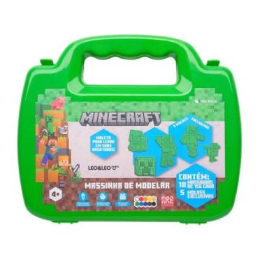 Imagem de Maleta de Massinha de Modelar Minecraft com 10 Cores e 5 Moldes Leo&Le