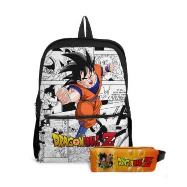 Imagem de Kit Mochila com Bolso e Estojo Escolar Infantil Estampa de Lutador Sai