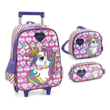 Imagem de Kit mochila unicornio up4you grande, com lancheira e porta lapis