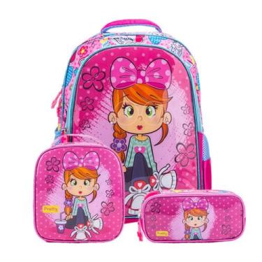 Imagem de Kit Mochila Infantil de Carrinho Lanceira Estojo Escolar - OKI-NI, MEN