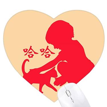 Imagem de Mousepad infantil brincando contorno Happy Haha coração tapete de borracha para escritório