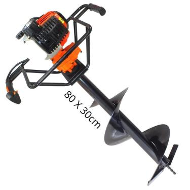 Imagem de Perfurador de Solo Vulcan Trent VPS520 2T 52cc 2,5hp á Gasolina Broca 80x30cm Com Pino Trava Para Fixação de Estacas e Construção de Cercas