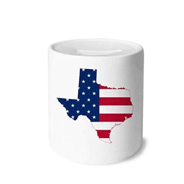 Imagem de DIYthinker Texas USA Map Stars Stripes Flag Shape Money Box Saving Banks Ceramic Coin Case Kids Adults