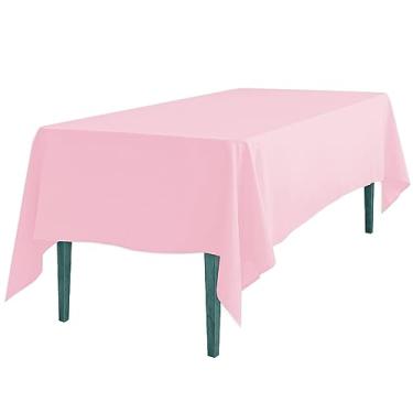 Imagem de LinenTablecloth Toalha de mesa retangular de poliéster 152 x 250 cm rosa