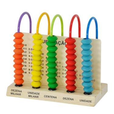 Imagem de Ábaco Infantil Educativo 5 Colunas Escolar Brinquedo Madeira DMT6495 - Dm Toys