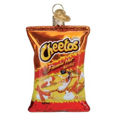 Imagem de Old World Christmas Flamin' Hot Cheetos Enfeite soprado de vidro para árvore de Natal