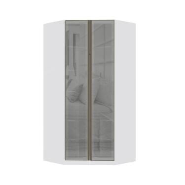 Imagem de Guarda Roupa Modulado Canto Closet 2 Portas 111,9cm com Vidro Reflecta Prata Prime Luciane Móveis