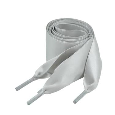 Imagem de Smooth Satin Wide Shoe Laces Ribbon Shoelaces For Sneakers Boots (Color : Grey)