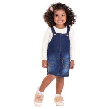 Imagem de Conjunto Menina Salopete Blusa Jeans Cotton Colorittá-Feminino