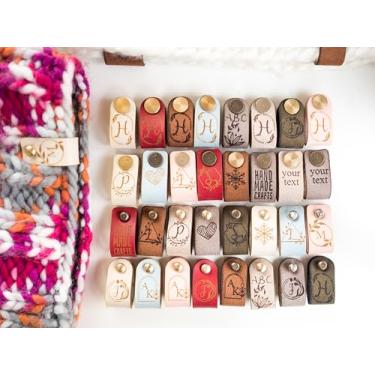 Imagem de CutDesign Etiquetas personalizadas de couro vegano sintético para artesanato artesanal, tricô, crochê, roupas