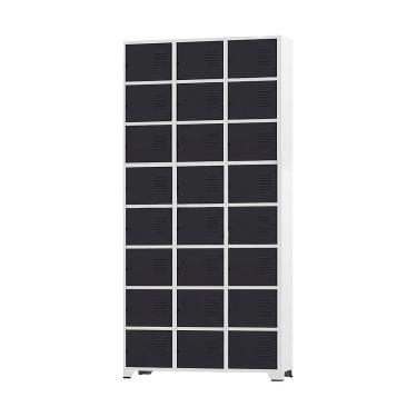 Imagem de Armário Roupeiro De Aço 24 Portas Para Vestiário Academia Locker Preto com Chave