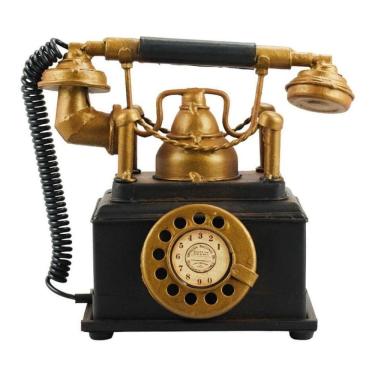 Imagem de Enfeite Estilo Retrô Vintage Antigo Telefone De Disco 