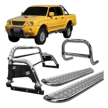 Imagem de Kit Quebra Mato estribo santo Antônio H3 L200 004 Cromado - HOZZ