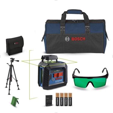 Imagem de Kit Nível a Laser GLL2-20G a Pilha e Óculos Lente Verde + Bolsa Bosch