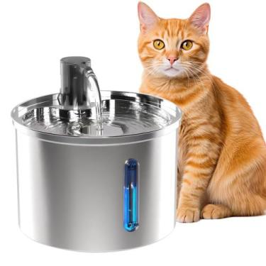 Imagem de Fonte De Água Pet Aço Inoxidável 304 Bebedouro Gato e Cachorro 3.2L Ti