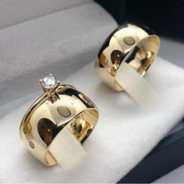 Imagem de Par Aliança Casamento Banhada a Ouro 18k Abaulada 8MM - Dolce Vita Ali