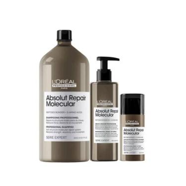 Imagem de Kit loreal absolut repair molecular sh 1500ml+serum 250ml+leave-in 100