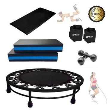 Imagem de Kit Aeróbico Mini Jump+Colchonete+Peso3Kg+Caneleira5Kg+2Step - Infinit
