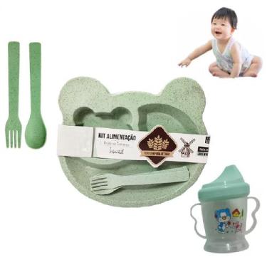 Imagem de Kit Refeição Infantil 4 Peças Com Prato Talheres Copo 160ml - Inter, V