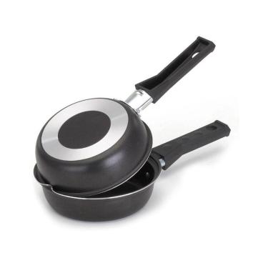 Imagem de Frigideira Dupla Hamburgueira E Omeleteira Antiaderente 14 Cm Preto