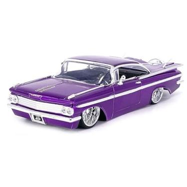 Imagem de 1959 Chevy Impala Lowrider Candy Purple with DUB Wire Wheels Street Low Series 1/24 Diecast Model Car by Jada 34756
