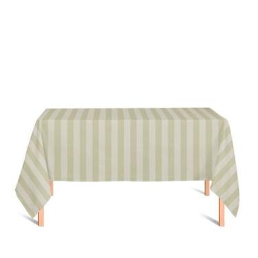Imagem de Toalha de Mesa Retangular em Tecido Jacquard Bege Listrado Tradicional