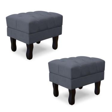 Imagem de Kit com 2 puff baú luis xv capitonê suede srj moveis - SRJ MÓVEIS, CIN