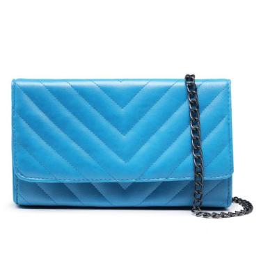 Imagem de Bolsas Femininas Clutch Pequena Metalizada Matelasse CM SHOES, Azul