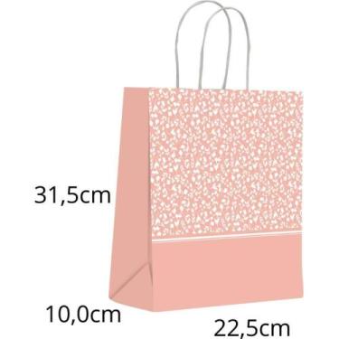 Imagem de Sacola para Presente Decorada Nude Rosas Médio 22,5 X 31,5 X 10 CM - P