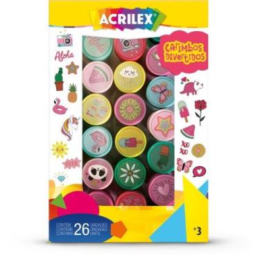 Imagem de Carimbo Pedagógico Decorativo Sortido Caixa com 26 - Acrilex