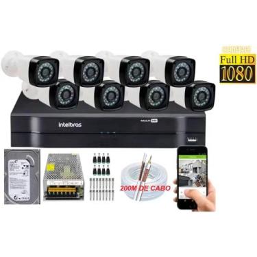Imagem de Kit 8 Cameras Segurança 1080 Full Hd Dvr Intelbras 8ch mhdx Alta Resol