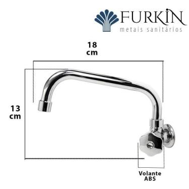 Imagem de Torneira Cozinha Bica Móvel Baixa Parede Metal - Furkin