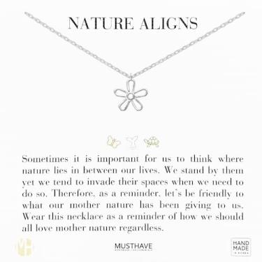 Imagem de MUSTHAVE Colar de flor desabrochando de linha simples banhado a ouro 18K, cor ouro branco, corrente de âncora, tamanho 40,6 cm + extensor de 5 cm, vale-presente de aniversário, BFF (ouro branco),