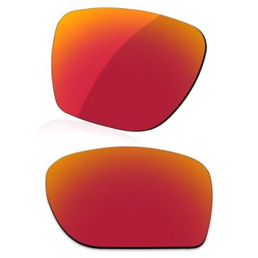 Imagem de LenzReborn Substituição de lente polarizada de alto impacto para óculos de sol Oakley Sylas OO9448 57 mm - Mais opções, Vermelho fogo - polarizado espelhado, One Size