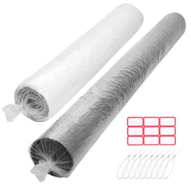 Imagem de HFKPJRT Bolsa de armazenamento de 2 peças, sacos de tapete de plástico jumbo para armazenamento de tapetes de até 2 x 30 e 1,8 x 2,5 m, bolsa de carpete resistente de 4,7 mm com laços de zíper e