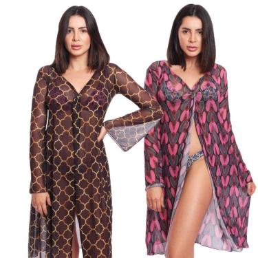 Imagem de Kit 2 Saídas de Praia Longa Nó Estampada Elegante-Feminino