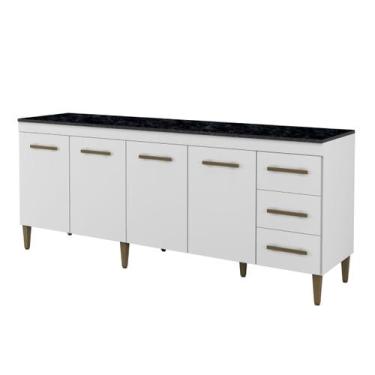 Imagem de Balcão Atenas 4 Portas e 3 Gavetas Kaiki Móveis, Branco