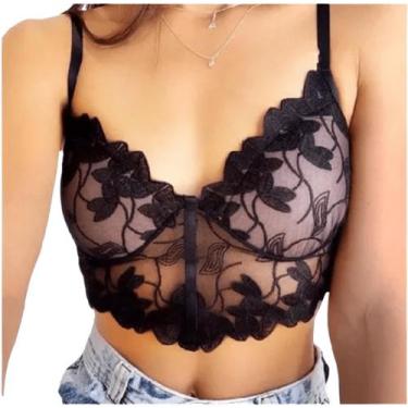 Imagem de Cropped Renda Tule De Flor Real Guipir Feminino Modeni - m & K Shop, P
