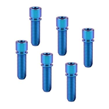 Imagem de VAMUOEFL Parafuso de titânio M8 x 25 mm 20 mm com arruela para haste de ciclismo BMX parafusos de bicicleta 6 peças (azul, M8 x 20 mm)