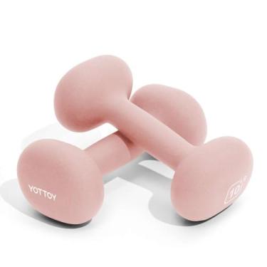 Imagem de YOTTOY Conjunto de halteres de 1 a 6,8 kg para mulheres, pesos de mão antiderrapantes para academia em casa, treinamento de força e exercícios de corpo inteiro (rosa, 4,5 kg-par)