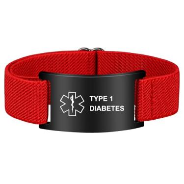 Imagem de Pulseira de alerta médico para mulheres e homens, pulseira de identificação de alerta médico ajustável para diabéticos D.N.R marcapasso epilepsia, One Size, Aço inoxidável, Sem Pedra Preciosa