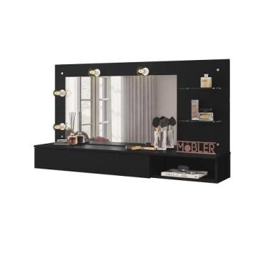 Imagem de Penteadeira Camarim Suspensa Com Luz no Espelho Visivel - Mobler, Pret