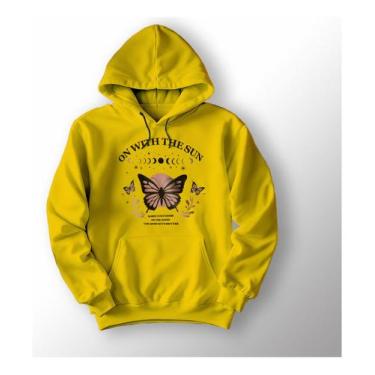 Imagem de Blusa Moletom Canguru Bolso Borboletas Fases Da Lua - Lobo Sete, Amare