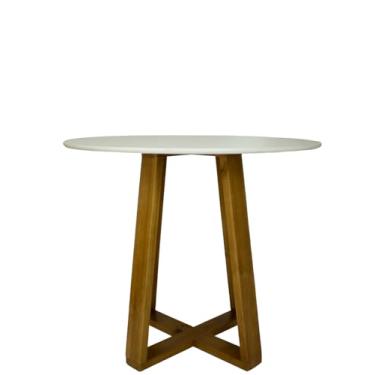 Imagem de Mesa Jantar Redonda MDF Lary Madeira Escrivaninha Sala de Jantar (Branco, 80)
