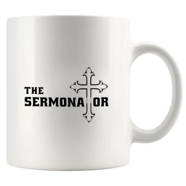 Imagem de The Sermonator Pastor Gifts from Churchmate Minister Christian Gifts Pregador Padre Presentes Novidade Drinkware Caneca Cerâmica 325 ml Branca