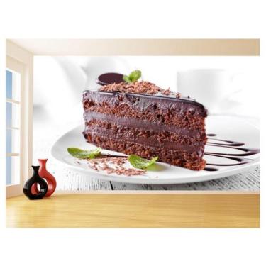 Imagem de Papel De Parede Alimentos Bolo Chocolate Fatia 3,5M Al379 - Você Decor