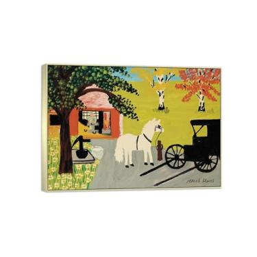 Imagem de Maud Lewis Famosa Pintura-Impressões em Tela Reprodução-Quadro Sala de Estar(Blacksmith Shop) 50x70cm-19x27in Moldura de Prata