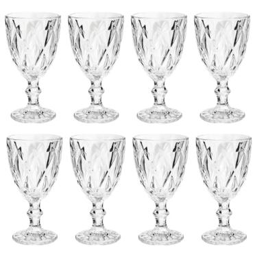 Imagem de Kit com 8 Taças Água/Vinho Vidro Transparente Diamond Base Resistente 300ML