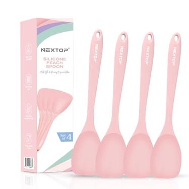 Imagem de NEXTOP Conjunto de 4 espátulas de silicone - Colheres de borracha antiaderente resistente ao calor, utensílio raspador de cozinha de silicone sem costura - raspadores de mistura, assar e cozinhar